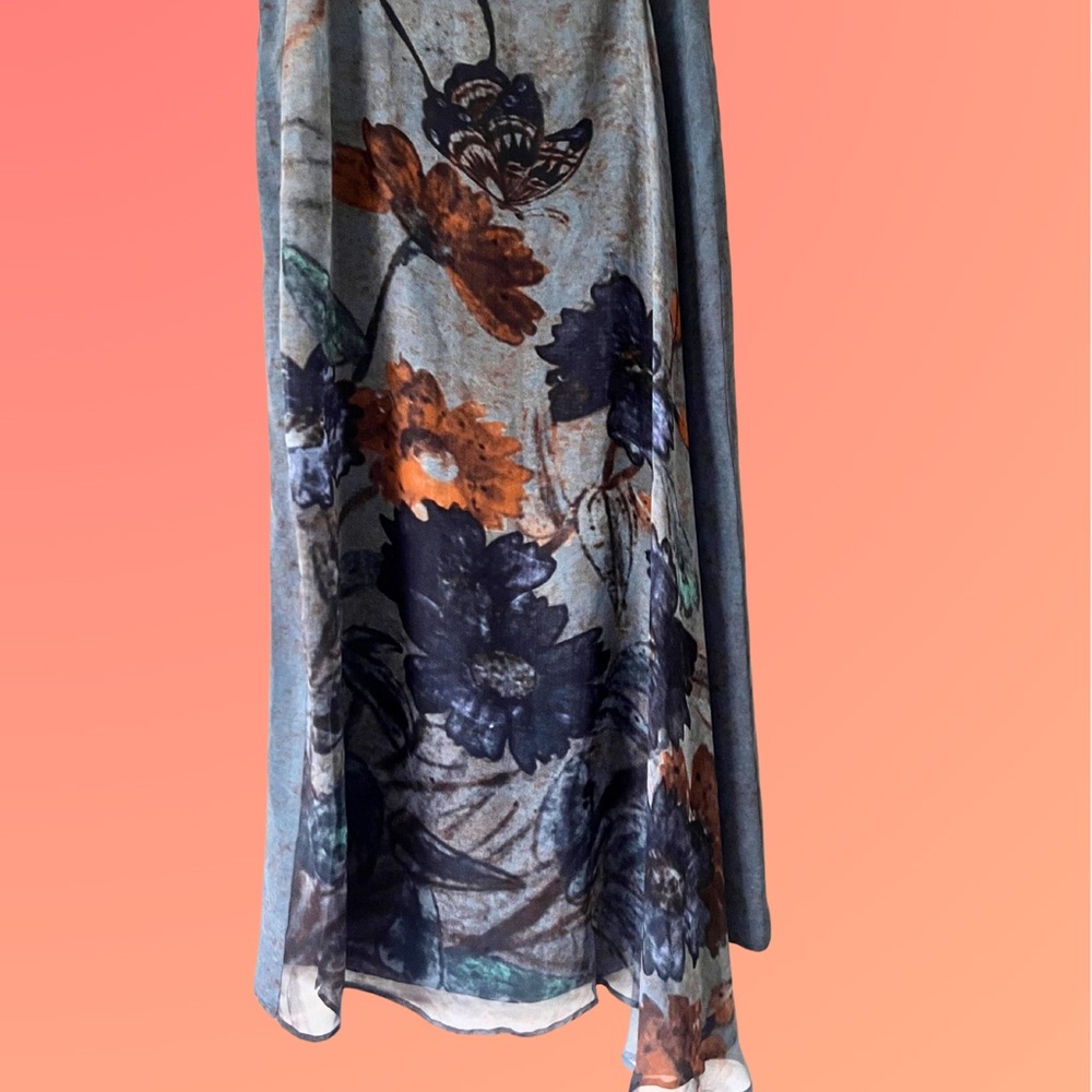Vintage Harari Los Angeles 100% Silk Maxi Skirt L – Butterfly Floral Boho